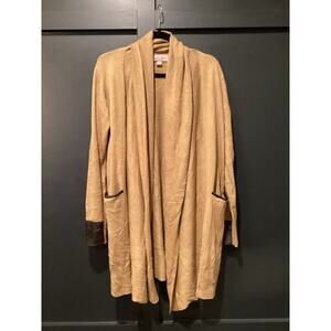 Nicole Richie Collection Waterfall Cardigan duster Sweater Open Front Tan  L